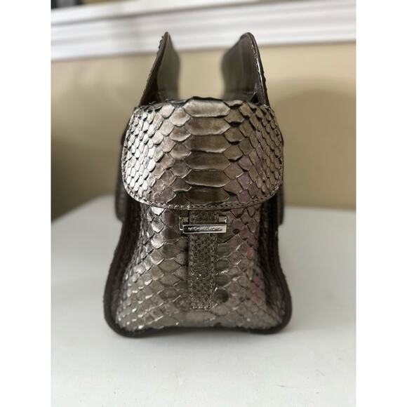 Michael Kors Runway Collection Gia Satchel Python Handbag Purse - Anthracite - Picture 4 of 13